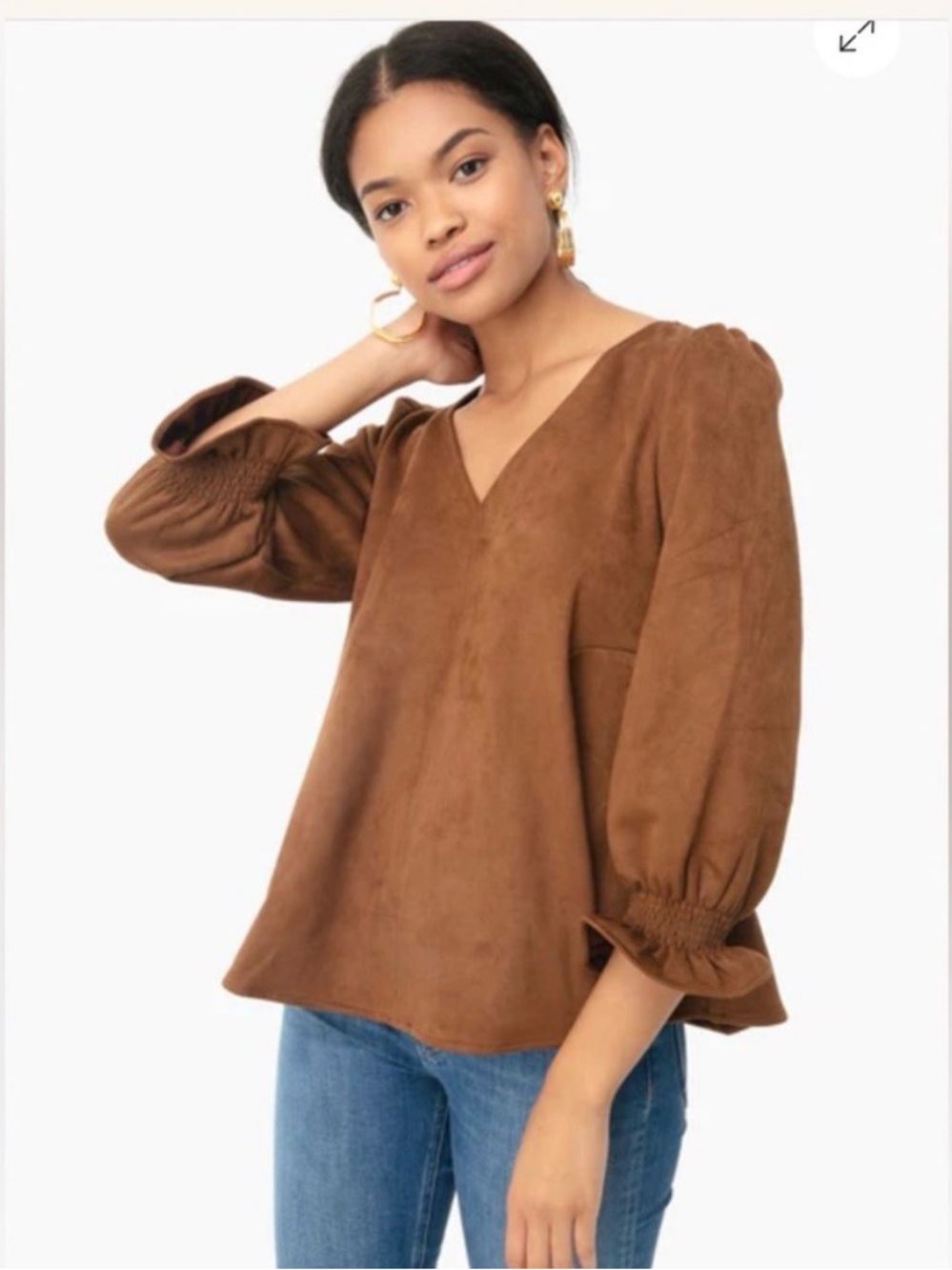 Tuckernuck Classic Brown Suede-Feel V-Neck Women’s Top